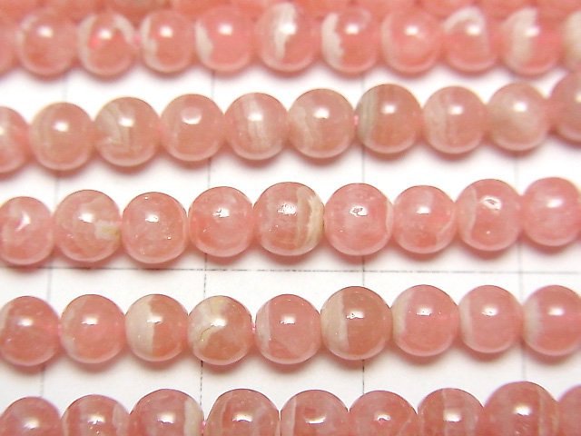 [Video] Argentina Rhodochrosite AAA- Round 4.5mm half or 1strand beads (aprx.15inch/38cm)