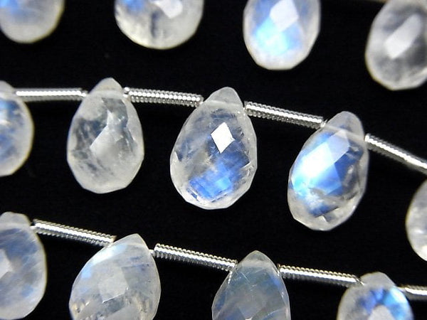 [Video]High Quality Rainbow Moonstone AA++ Pear shape Faceted Briolette 1strand (12pcs )
