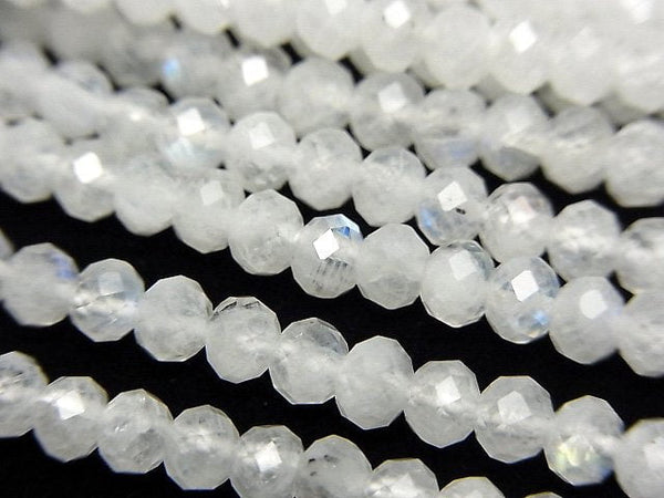 [Video]High Quality Rainbow Moonstone AA++ Faceted Button Roundel half or 1strand beads (aprx.12inch/30cm)