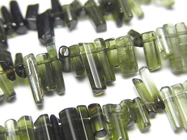 [Video]Green Tourmaline AA++ Stick Top Side Drilled Hole half or 1strand beads (aprx.4inch/9cm)