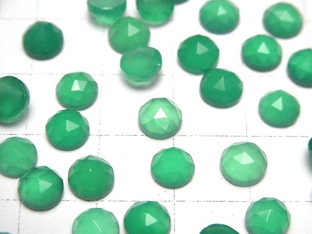 [Video]High Quality Green Onyx AAA Round Rose Cut 6x6mm 5pcs