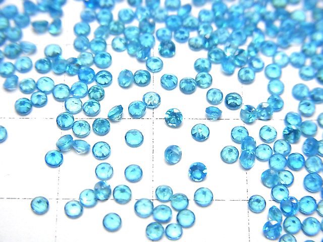 [Video]High Quality Neon Blue Apatite AAA Loose stone Round Faceted 2x2mm 10pcs