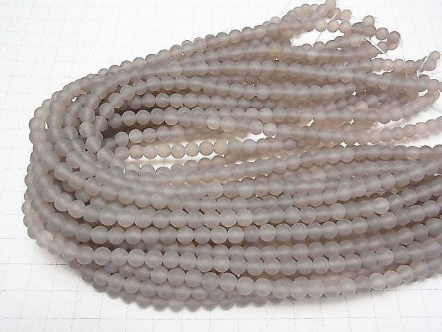 [Video] Frost Gray Onyx Round 6mm 1strand beads (aprx.14inch/35cm)