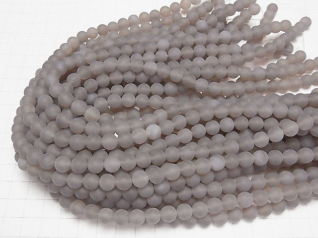 [Video] Frost Gray Onyx Round 8mm 1strand beads (aprx.14inch/35cm)