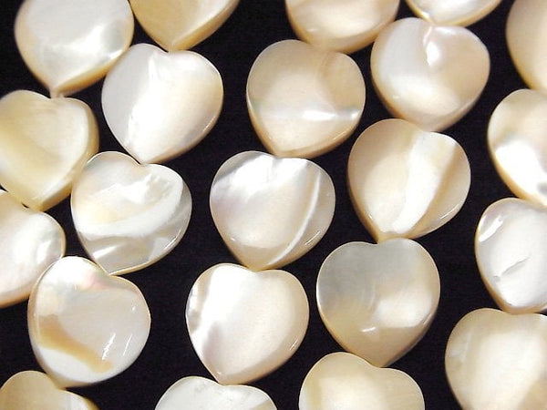[Video]Mother of Pearl MOP Beige Vertical Hole Heart Shape 12x12mm 1strand beads (aprx.15inch/37cm)