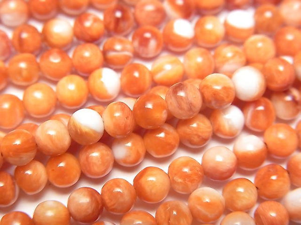 [Video] Spiny Oyster Shell Round 4mm 1/4 or 1strand beads (aprx.15inch/38cm)