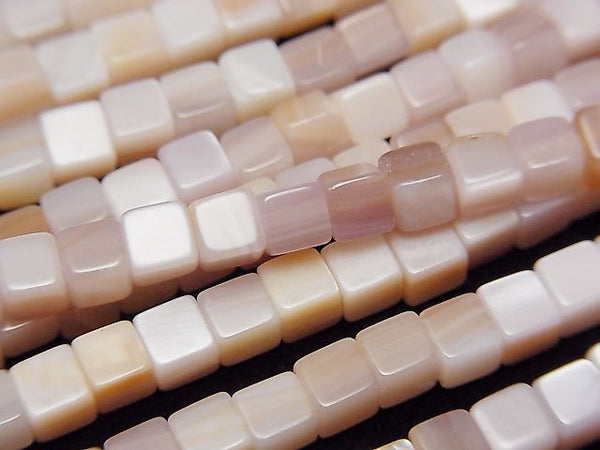 [Video] High Quality Pink Shell AAA Cube 4x4x4mm half or 1strand beads (aprx.15inch/38cm)