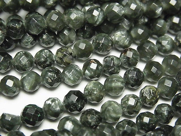 [Video]High Quality! Seraphinite AA+ Faceted Round 5mm 1strand beads (aprx.15inch/36cm)