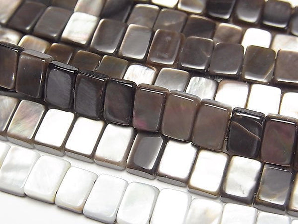 [Video] High Quality Black Shell (Black-lip Oyster ) 2 Hole Rectangle 7x5mm 1/4 or 1strand beads (aprx.15inch/38cm)