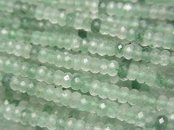 [Video]High Quality! Green Aventurine Faceted Button Roundel 3x3x2mm 1strand beads (aprx.15inch/37cm)