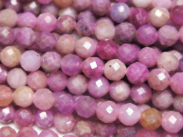 [Video]High Quality! Ruby AA+ 64Faceted Round 5.5mm half or 1strand beads (aprx.15inch/37cm)