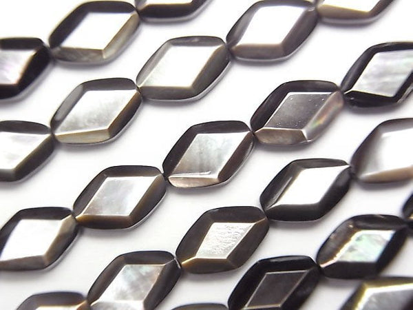 [Video]High Quality Black Shell (Black-lip Oyster )AAA Diamond Shape 9x6mm 1/4 or 1strand beads (aprx.15inch/38cm)