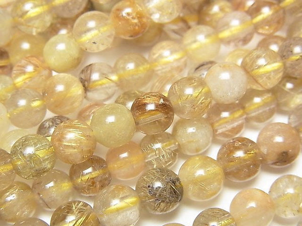 [Video] Multi-color Rutilated Quartz AA+ Round 6mm half or 1strand beads (aprx.15inch/38cm)