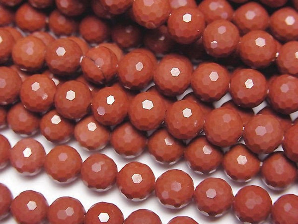 [Video]High Quality! Red Jasper 128Faceted Round 6mm 1strand beads (aprx.14inch/35cm)