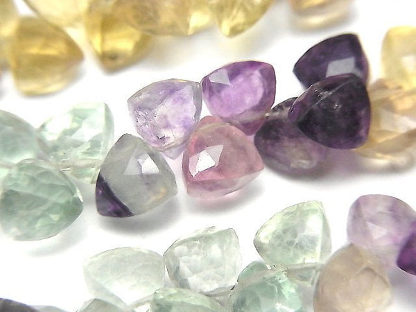 [Video]High Quality MultiColor Fluorite AA++ 3D Triangle Cut half or 1strand beads (aprx.7inch/18cm)