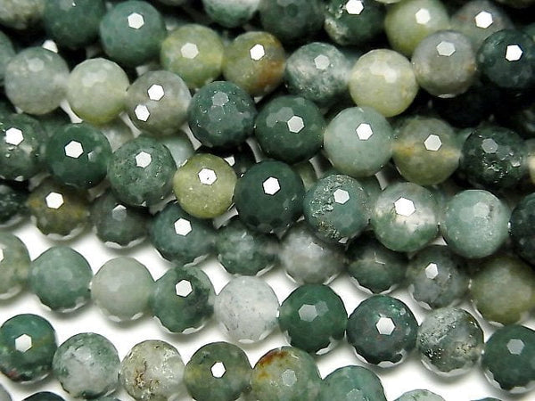 [Video]High Quality! Moss Agate 128Faceted Round 6mm 1strand beads (aprx.15inch/36cm)