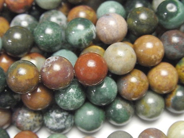 [Video] Madagascar Ocean Jasper Round 8mm 1strand beads (aprx.15inch/36cm)