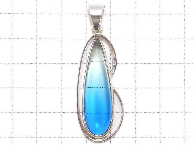 [Video][One of a kind] Blue color Amber Pendant Silver925 NO.46