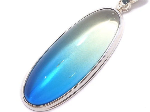 [Video][One of a kind] Blue color Amber Pendant Silver925 NO.48