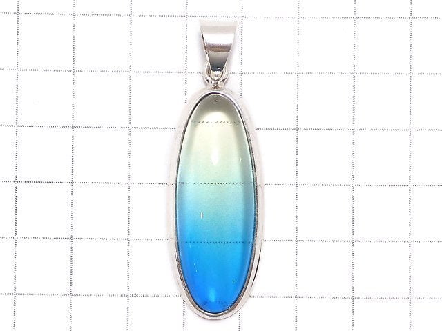 [Video][One of a kind] Blue color Amber Pendant Silver925 NO.48