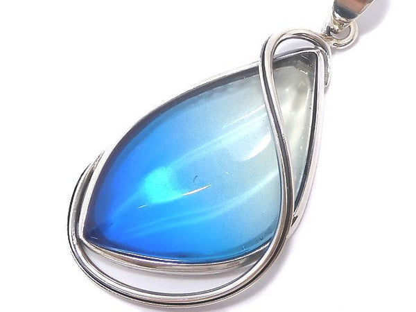[Video][One of a kind] Blue color Amber Pendant Silver925 NO.54