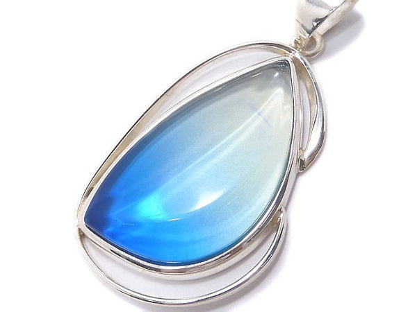 [Video][One of a kind] Blue color Amber Pendant Silver925 NO.58