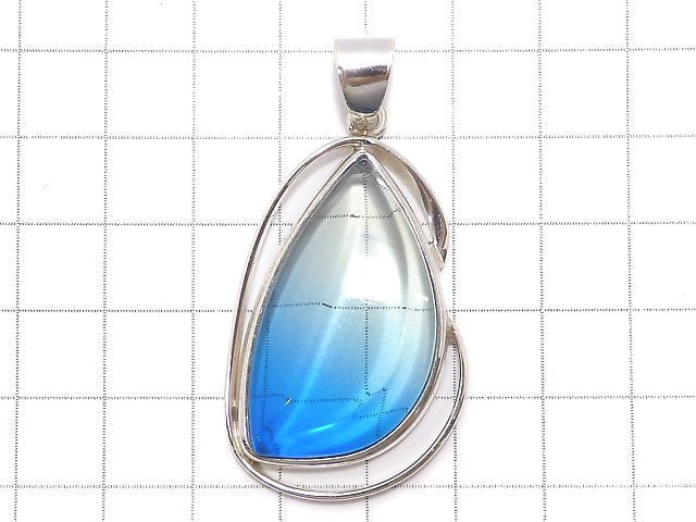 [Video][One of a kind] Blue color Amber Pendant Silver925 NO.58