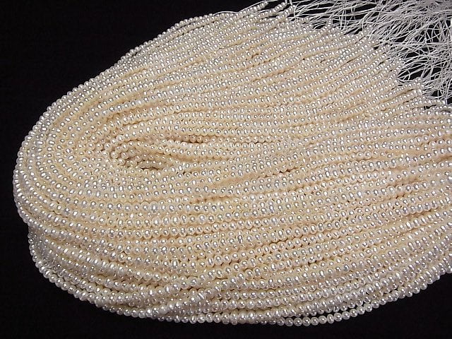 [Video]Fresh Water Pearl AAA Potato 4mm White 1strand beads (aprx.15inch/36cm)