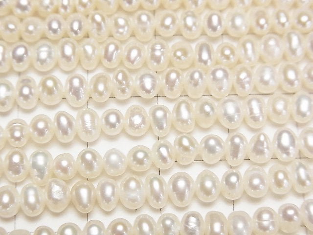 [Video]Fresh Water Pearl AA++ Potato 4-4.5mm White 1strand beads (aprx.13inch/33cm)