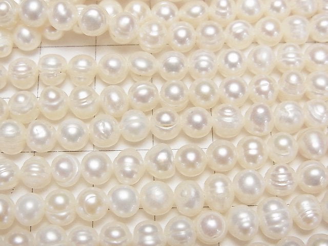 [Video]Fresh Water Pearl AA Wrinkle Potato 5-6mm White 1strand beads (aprx.13inch/32cm)
