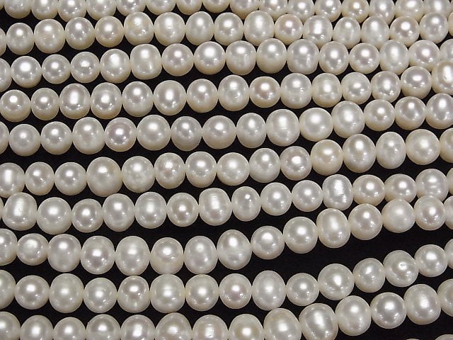 [Video]Fresh Water Pearl AA+ Potato 7-8mm White 1strand beads (aprx.15inch/36cm)