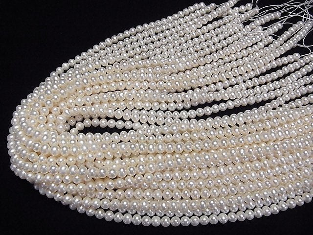 [Video]Fresh Water Pearl AAA Potato 5mm White 1strand beads (aprx.15inch/38cm)
