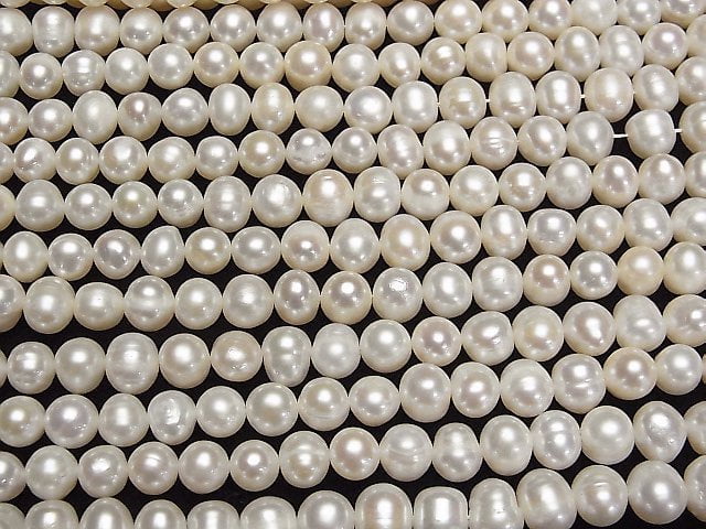 [Video] Fresh Water Pearl AA Potato 9mm White 1strand beads (aprx.13inch/33cm)