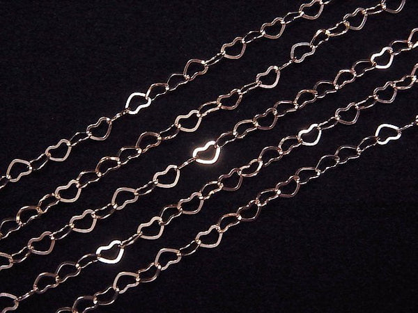 12KGF Pink Gold Filled Flat Heart Cable Chain 3.8x2.8mm 10cm