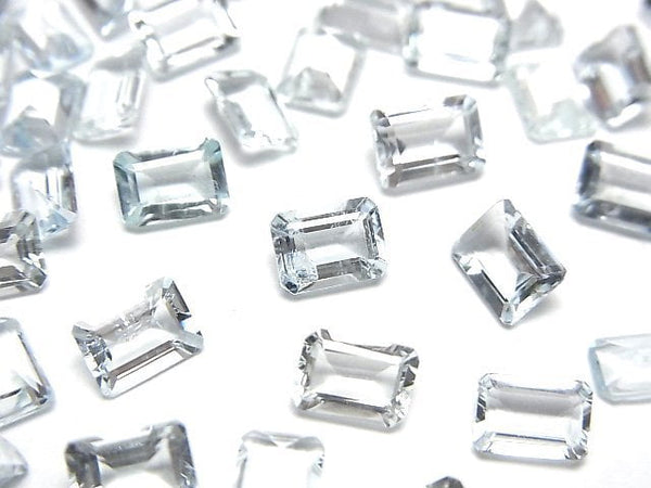 [Video]High Quality Aquamarine AAA- Loose stone Rectangle Faceted 7x5mm 2pcs