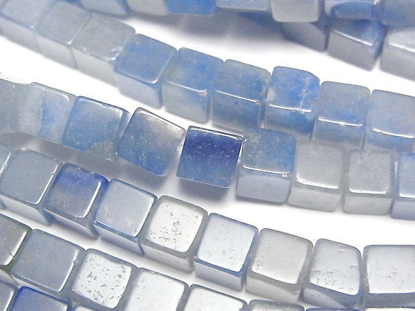 [Video]Blue Quartz Cube 6x6x6mm 1strand beads (aprx.15inch/37cm)