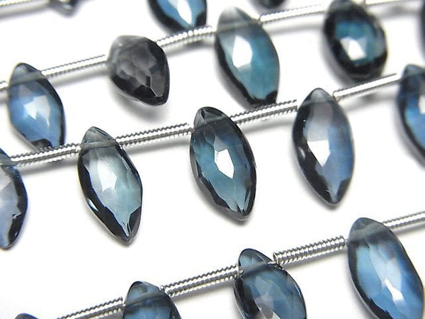 [Video]High Quality London Blue Topaz AAA- Faceted Marquise half or 1strand (12pcs )