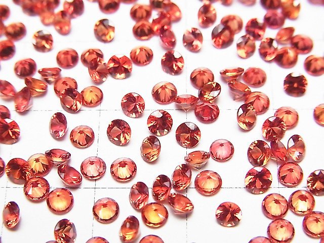 [Video]High Quality Red Orange Sapphire AAA Loose stone Round Faceted 3x3mm 2pcs