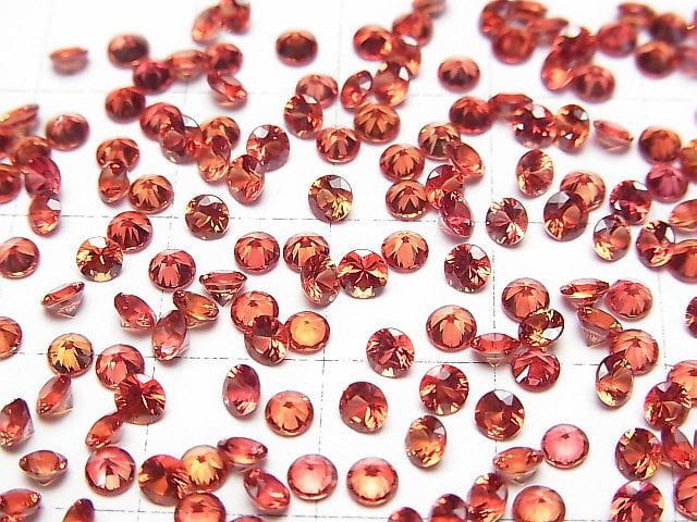 [Video]High Quality Red Orange Sapphire AAA Loose stone Round Faceted 3x3mm 2pcs