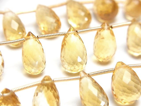 [Video]High Quality Citrine AAA Drop Faceted Briolette half or 1strand (14pcs )