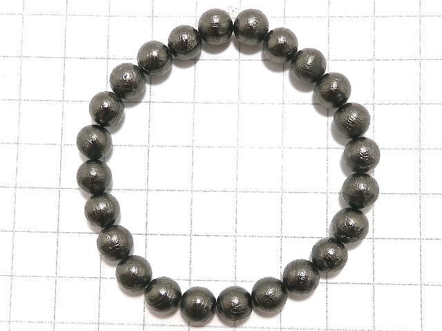 [Video][One of a kind] Meteorite Round 8mm Black Bracelet NO.6
