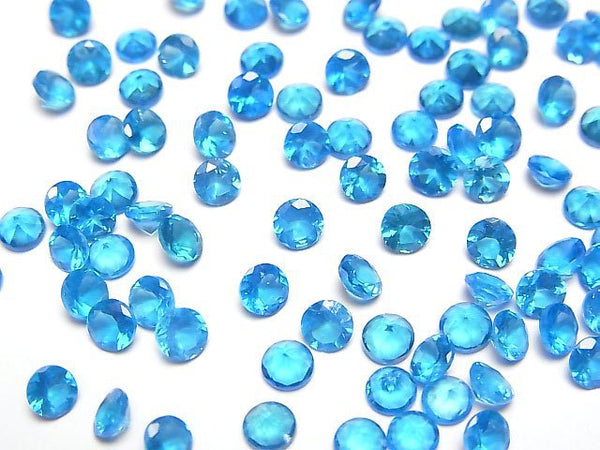 [Video]High Quality Neon Blue Apatite AAA Loose stone Round Faceted 4x4mm 2pcs