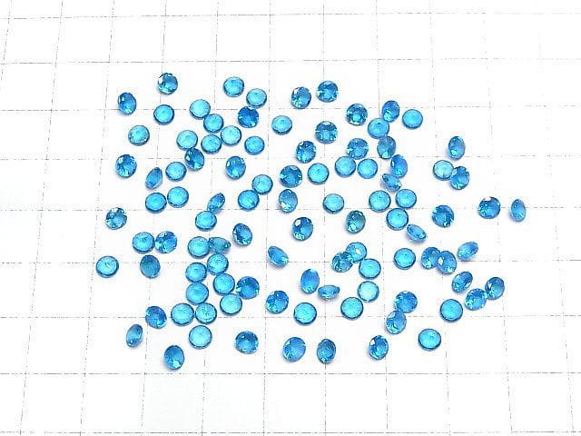 [Video]High Quality Neon Blue Apatite AAA Loose stone Round Faceted 4x4mm 2pcs
