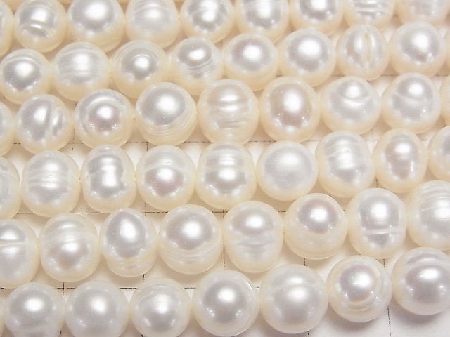 [Video]Fresh Water Pearl AA Wrinkle Potato 8-9mm White 1strand beads (aprx.14inch/34cm)