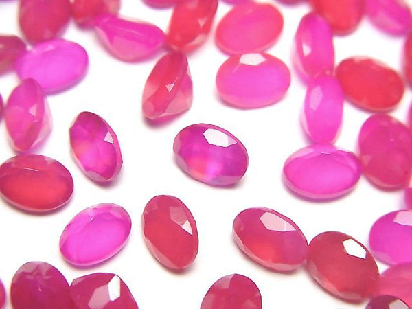 [Video]High Quality Fuchsia Pink Chalcedony AAA Loose stone Oval Faceted 7x5mm 5pcs