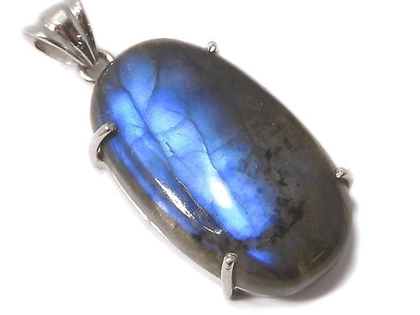 [Video][One of a kind] High Quality Blue Labradorite AAA Pendant Silver925 NO.97