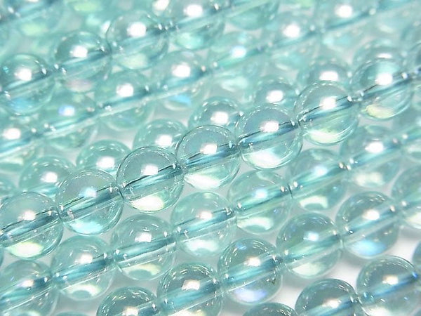 [Video] Lake Blue Flash Crystal Round 6mm half or 1strand beads (aprx.15inch/36cm)