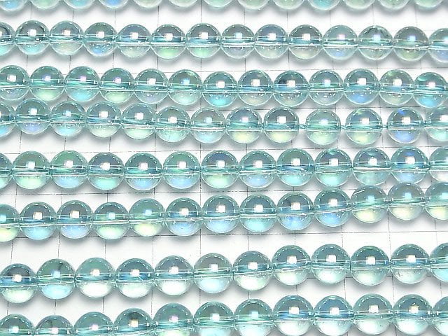 [Video] Lake Blue Flash Crystal Round 8mm half or 1strand beads (aprx.15inch/38cm)