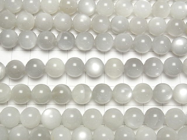 [Video] White-Light Gray Moonstone AA++ Round 10mm half or 1strand beads (aprx.15inch/36cm)