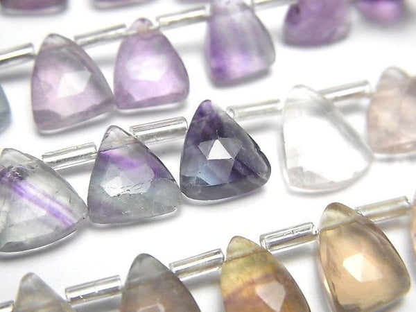 [Video] Multi-color Fluorite AA++ Triangle Cut 1strand beads (aprx.7inch/18cm)